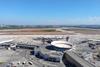 Panoramic,Top,View,On,Ben,Gurion,International,Airport.,Aircrafts,Parking.