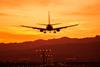 Landing,Airplane,At,Sunset.,Las,Vegas,International,Airport,,Nevada,,United