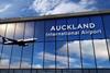 Jet,Aircraft,Landing,At,Auckland,,New,Zealand,3d,Rendering,Illustration.