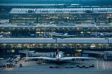 Heathrow Airport, Terminal 5 complex viewed from control tower, February 2018