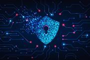 Cyber,Security,Destroyed.shield,Destroyed,On,Electric,Circuits,Network,Dark,Blue.cyber