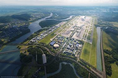 Artistic expression of the proposed Adani Airport City at Navi Mumbai