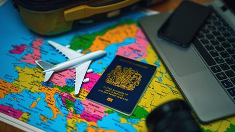 United,Kingdom,Of,Great,Britain,Passport,On,Europe,Map.,Travel