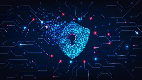 Cyber,Security,Destroyed.shield,Destroyed,On,Electric,Circuits,Network,Dark,Blue.cyber