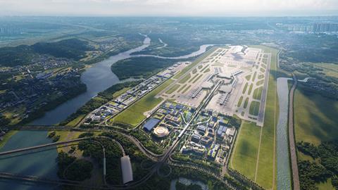 Artistic expression of the proposed Adani Airport City at Navi Mumbai