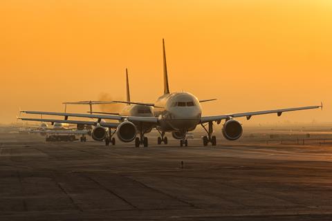 Mexico,City,Airport,Morning,Queue,For,Takeoff