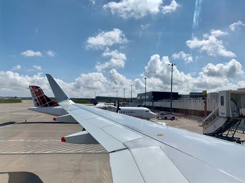 Aberdeen,,Scotland-,16th,May,2021:,Window,View,Of,An,Airplane