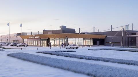 Rovaniemen-terminaali-laajennus-250410-Havainnekuva-terminaali-tieltä_UKI_arkkitehdit_Oy