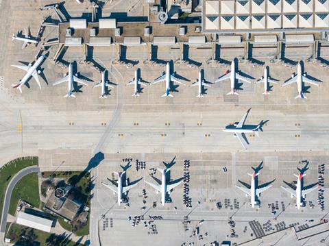 Aerial,View,Of,An,Airport.,Aerial,View,Of,Airport,Terminal