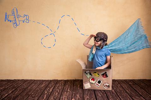 Happy,Child,Playing,In,Cardboard,Box.,Kid,Having,Fun,At