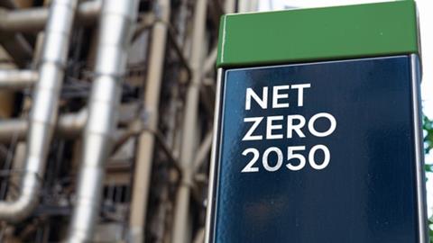Net,Zero,2050,On,A,Sign,In,Front,Of,An