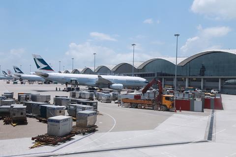 Hongkong,June,29,2013:cathey,Pacific,Plane,Ready,For,Boarding,In