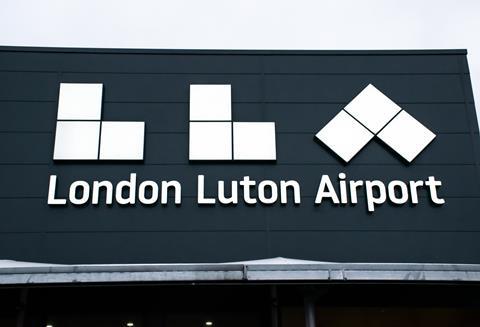 London,,Uk-,December,11,2020;,Image,Of,London,Luton,Airport,Entrance