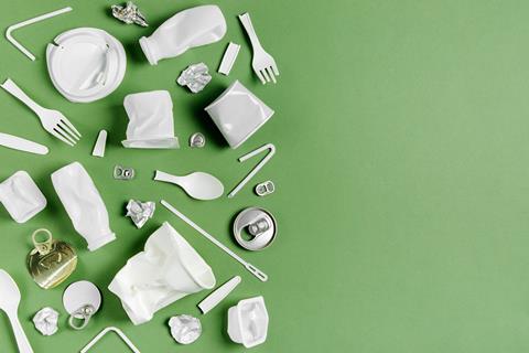 Plastic,Waste,Collection,On,Green,Background.,Concept,Of,Recycling,Plastic