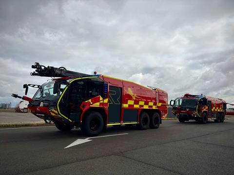 fire truck on airport runway