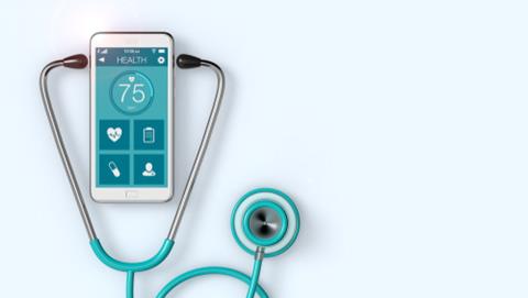 Stethoscope,And,A,Smartphone,With,A,Medical,App,,Copyspace,(3d