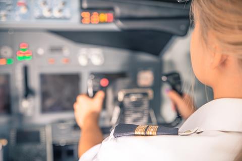 Woman,Co-pilot,Having,Flight,Control